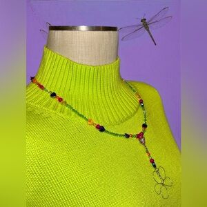 Handmade Vibrant Green,Yellow,Pink,Blue,Orange Raver/Necklace Festival or Fun